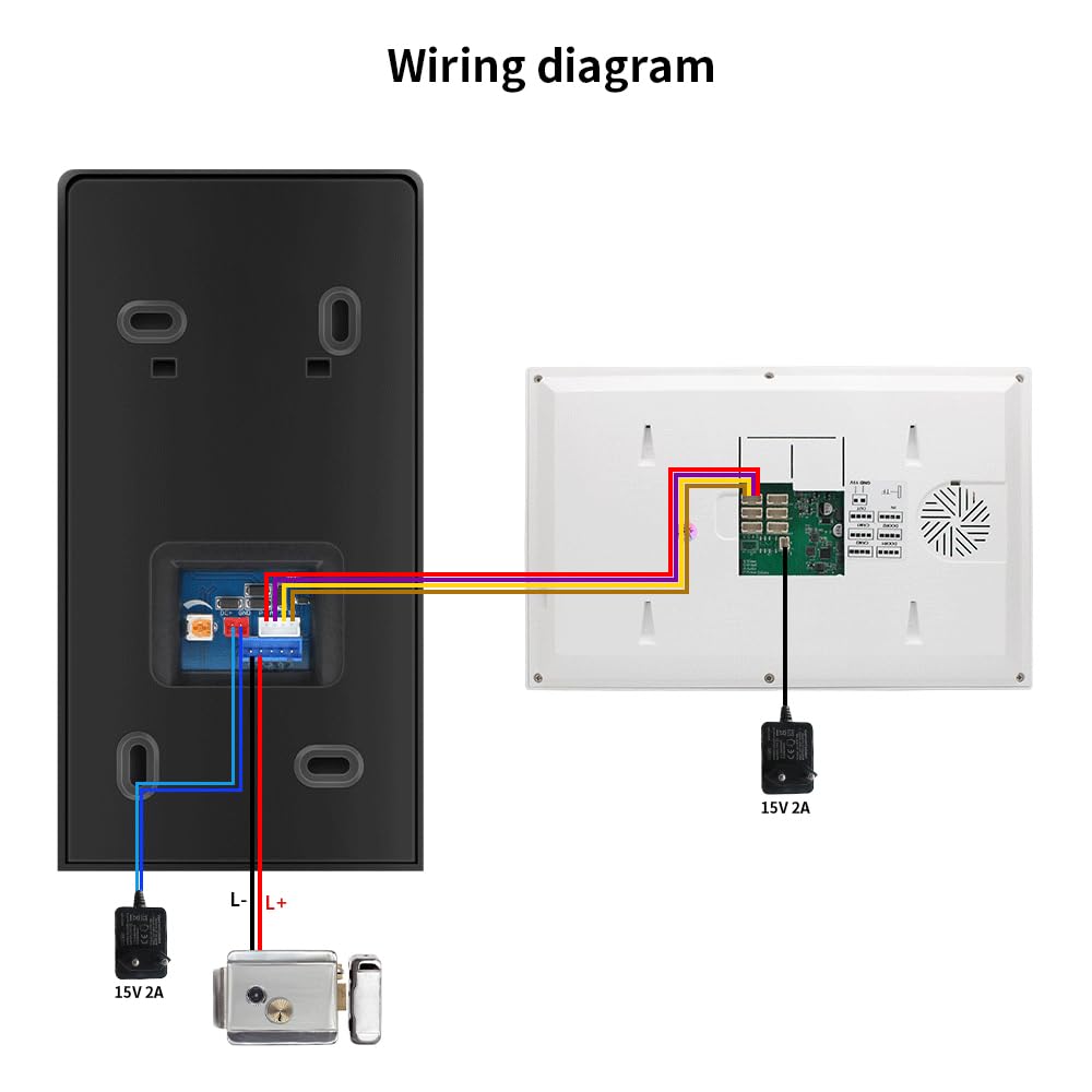 Videocitofono cablato per appartamento, monitor touch da 7 pollici con campanello 1080P, sblocco password scheda RFID con impronte digitali, monitoraggio per casa villa