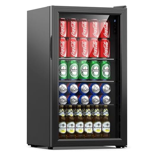 WIE Getränkekühlschrank Mini Kühlschrank mit Doppelte Glastür mit Verstellbaren Ablagen Indoor Outdoor Klein Bierkühlschrank Wendetür Leise 86 Liter 120 Dosen für Soda/Bier für Zuhause/Küche/Bar/Büro