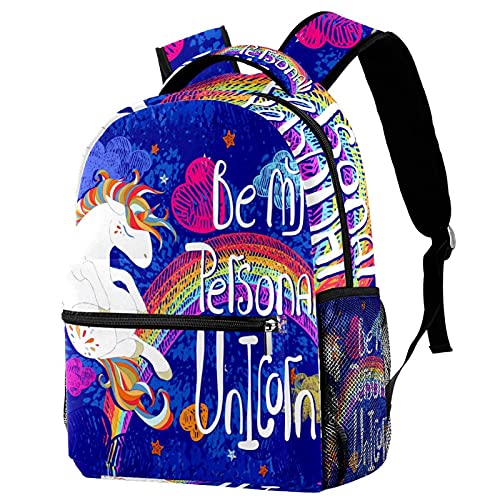 Sac à dos licorne avec poches latérales pour le collège