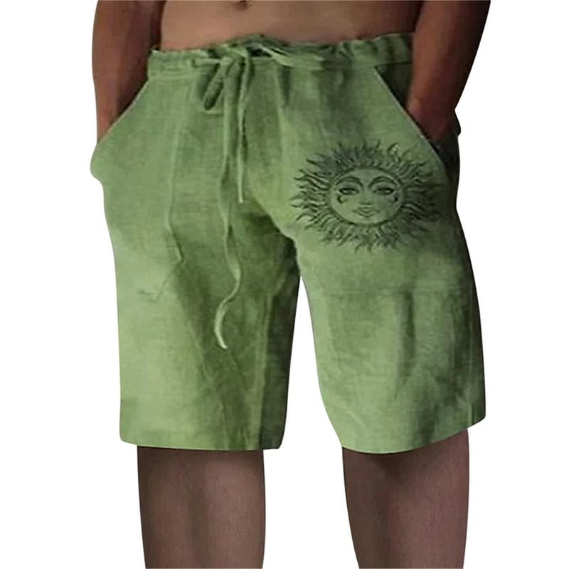 Litthing Pantaloncini da Uomo in Lino Estivi Pantaloni Corti Spiaggia Leggeri e Ariosi in Cotone Pantaloncine con Tasche e Coulisse