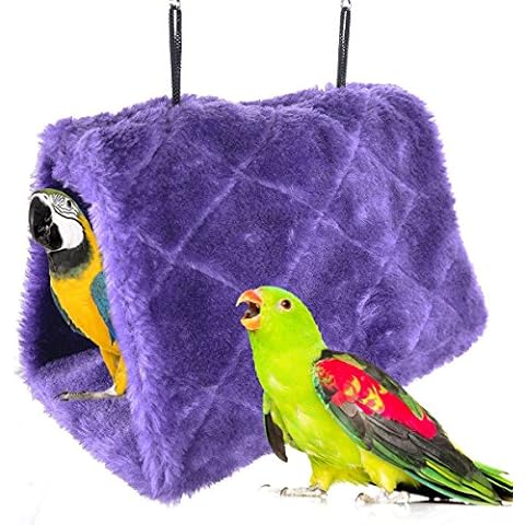 MATT SAGA Winter Warm Bird Nest House Shed Hut Hanging Hammock Finch Cage Plush Fluffy Birds Hut Hideaway for Hamster Parrot Macaw Budgies Eclectus Parakeet Cockatiels Cockatoo Lovebird (M, Purple) Cover