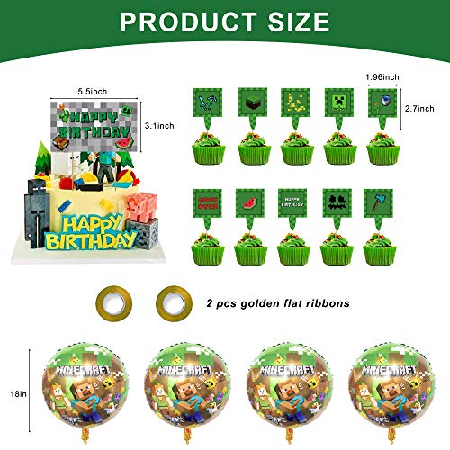 image for Xixiturtle 42 Pcs Pixel Style Gamer Party Supplies, Pixel Style Gamer 