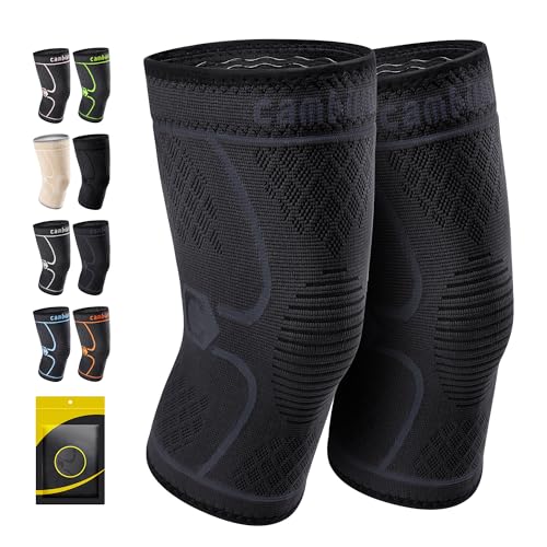 Image of CAMBIVO 2 Pack Knee Brace, Knee Compression Sleeve for Men and Women, Knee Support for Running, Workout, Gym, Hiking, Sports (Slate Blue,Medium)
