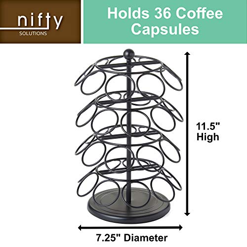 Nifty K Cup Holder – Compatible with K-Cups, Coffee Pod Carousel | 36 K Cup Holder, Spins 360-Degrees, Lazy Susan Platform, Modern Black Design, Home or Office Kitchen Counter Organizer - Thumbnail 3
