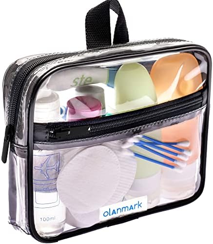 TSA Approved Toiletry Bag - 311 Clear Travel Cosmetic Bag with Handle - Quart Size Zipper Bag - Carry-on Luggage Bag for Liquids - Airport TSA Compliant Bag Black