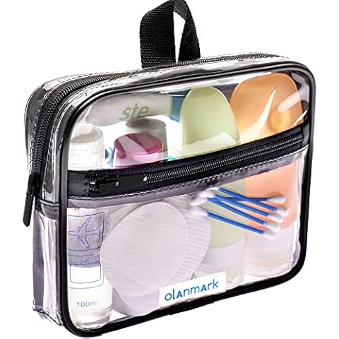 TSA Approved Toiletry Bag 3-1-1 Clear Travel Cosmetic Bag with Handle - Quart Size Bag with Zipper - Carry-on Luggage Clear Toiletry Bag for Liquids - Airport Airline TSA Compliant Bag for Man Women Cover