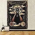 Wizard Skull Tapestry Solar Iris Tapestry Sun and Moon Tapestry Star and Cloud Tapestry Tarot Tapestry for Room