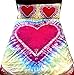 The Fun Home Novelty Company Heart Tie Dye 5 PC Kids Full Bed Set with Round Comforter, 2 Pillowcases, Sheet Set, and Large Circle Super Soft Microfiber Flannel Comforter