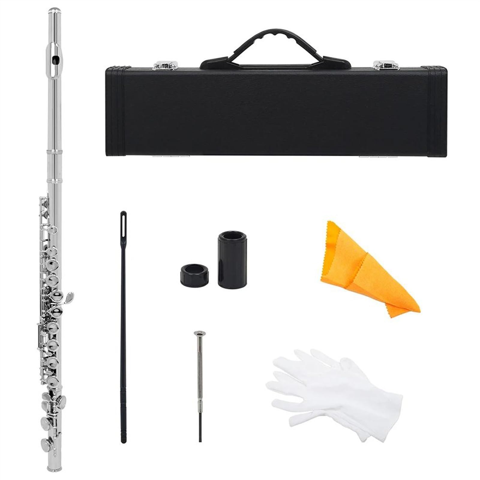 Flauto Traverso In Cupronichel A 16 Fori Chiusi Con Chiave C Con Offset G E Chiave E Divisa Flauto Traverso Kit