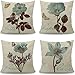 Wtisan Kissenbezug 4 Stück 45 x 45 cm Dekorative Outdoor Kissen Balkon Deko Atmungsaktiv Blumen und Libellen Kissenbezug Werden für Sofa Wohnzimmer Garten Balkon