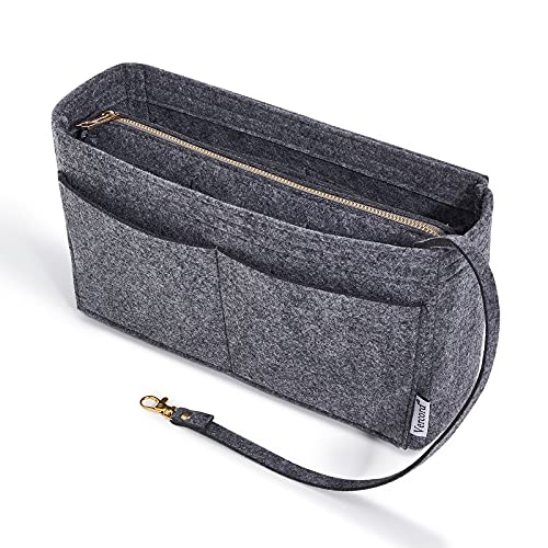 Vercord Felt Organizer Insert For Purse Handbag Tote Bag In Bag Inside Shaper Divider Neo Dark Grey Slender Medium