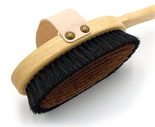 Bib (Body Ionic Brush Beechwood Horsehair) Bath Brush with Handle, Fine Bronze Wire, Brown - Image 3