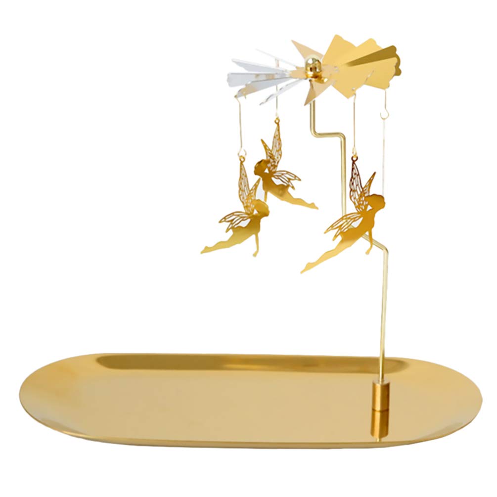 Minkissy Wedding Table Decor Wedding Table Decor 1 Set Christmas Candle Holder, Metal Rotating Candle Holder Without Candle for Home Christmas Decoration (Golden) Carousel Candle Holder