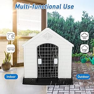 Luckyermore Dog Kennel Outdoor Waterproof Rainproof Pet House Crate with Door Indoor Plastic Puppy Cage Medium  Cucciolini Doodles Luckyermore dog kennel outdoor waterproof rainproof pet house crate with door indoor plastic puppy cage medium   cucciolini doodles