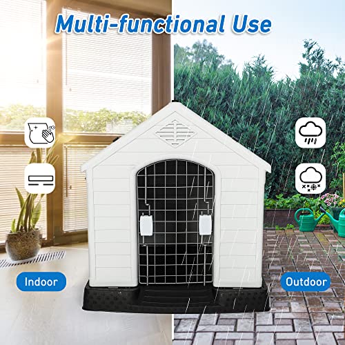 Luckyermore Dog Kennel Outdoor Waterproof Rainproof Pet House Crate with Door Indoor Plastic Puppy Cage Medium  Cucciolini Doodles Luckyermore dog kennel outdoor waterproof rainproof pet house crate with door indoor plastic puppy cage medium   cucciolini doodles