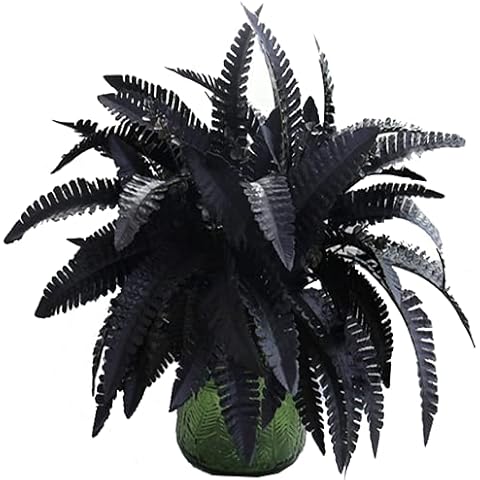 4 Pieces of Artificial Black Persian Fern Leaf Plant Fake and Realistic Plastic Wedding Shop Background Decoration, Interior Decoration (13.7 inches) Cover