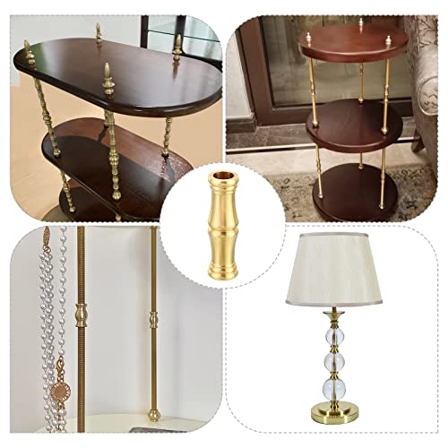 Image of PATIKIL 15.5x54mm Solid Brass Lamp Neck, 2 Pack Threaded Turned Brass Spindle Slips Lamp Finial Pipe Coupling for Lamp Decoration
