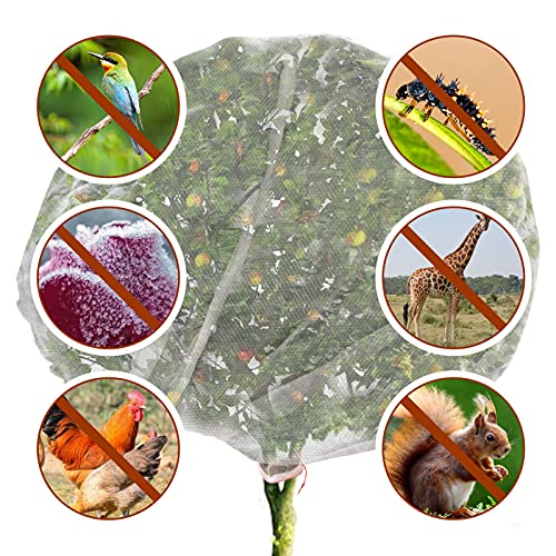 2 Pcs 7 X 6 Ft Large Fruit Tree Netting, Ultra Fine Mesh Garden Insect Tree Cover With Drawstring Transparent Bird Plant Barrier Flower Fruit Mesh Screen For Preventing Deer Squirrel Bug #TOP2