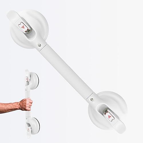 Mango de ducha mejorado de 17 pulgadas para bañera, barra de agarre con ventosa, barra de seguridad de baño para personas mayores discapacitadas y