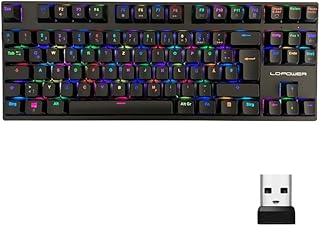 LC-Power Wireless Mechanical RGB Gaming Keyboard - TKL Design, Gateron Red Switches, 2.4GHz, Bluetooth, USB-C, 13 Multimedia Keys, Win-Key-Lock, Anti-ghosting Keyboard, UK Layout
