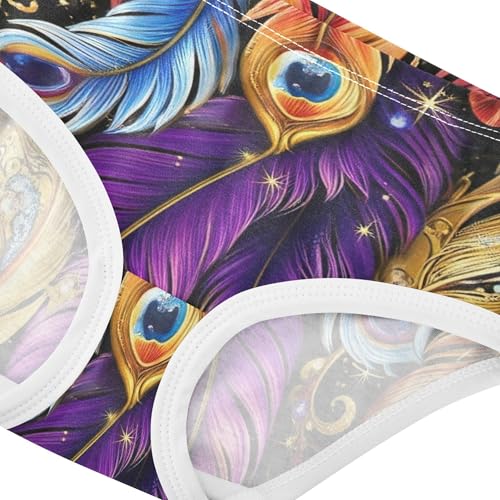 Cotton Girls Underwear Toddlers Vibrant Colorful Feather Purple Panties for Girl Funny Underpants Briefs 2t4