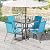 TLSUNNY Patio Dining Set 5 Pieces, All Weather Outdoor Furniture W/30"X 30" Table and 4 Stackable Textilene Chairs, Metal Table and Chairs for Lawn, Garden, Poolside, Backyard (Umbrella not Included)