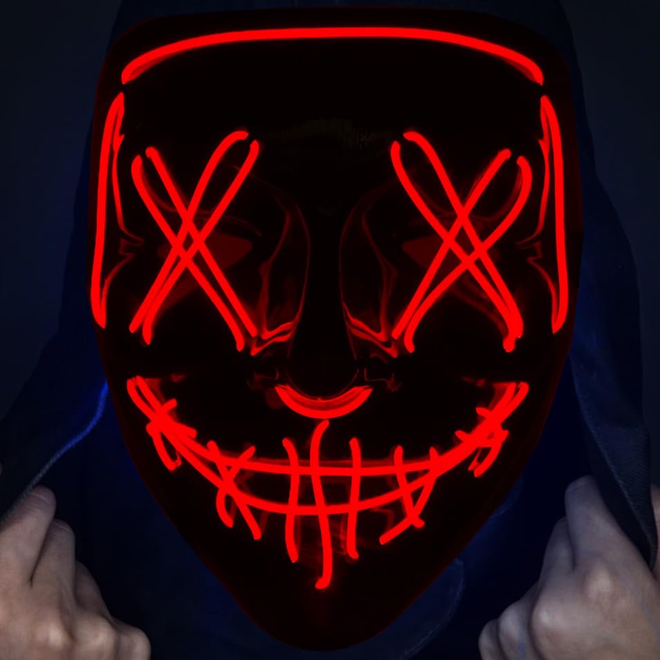 WEIZHIDA Halloween Mask LED Light up Mask Scary purge mask for Festival Cosplay Halloween Costume Masquerade Parties,Carnival,Gifts