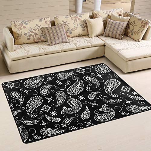 Alaza Ornament Paisley Bandana Print Black Door Mat Inside Outside Non Slip Doormat For Entrance Way Outdoors Indoor Soft Washable Bath Floor Mats One Piece 24X36 Inch #TOP1