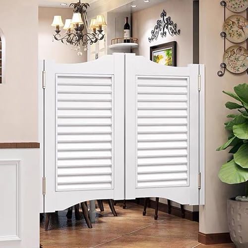 TRAGLO Porta Saloon Legno Cucina Ristorante Partizione Moderno Porte A Battente con cerniere in metallo Porte oscillanti Chiusura automatica per scale da cucina Negozio Bar(Bianco,90x90cm(35.4x35.4in)