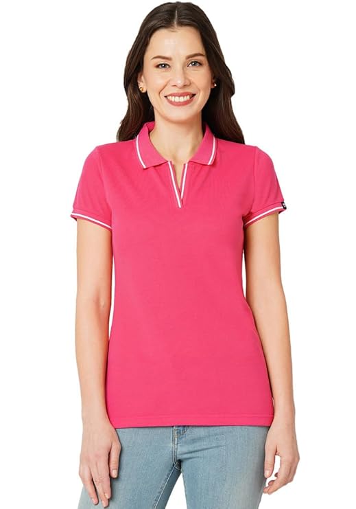 Wear Your Opinion Women’s Tipped Collar Neck Polo Tshirt – OnionPink
