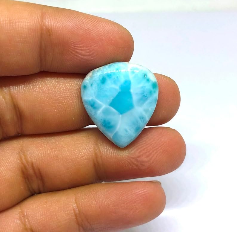 Cabochon Larimar poire 23x20x5mm pour création de bijoux DIY
