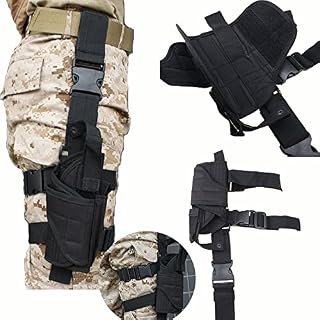 Drop Leg Holster AGPTEK Tactical Army Black Adjustable Military Airsoft Pistol/Gun Drop Leg Thigh Holster Right Handed with Magezine Pouch