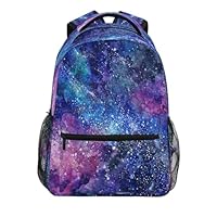 Mnsruu Purple Blue Galaxy Space Backpack Daypack School Bag Travel Shoulder Bag for Students Boys Girls