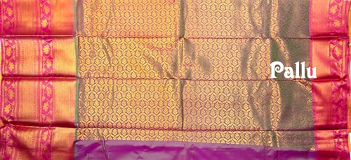Image of VFCollections Women's Kanchipuram Silk Pure Pattu Sarees With Blouse
