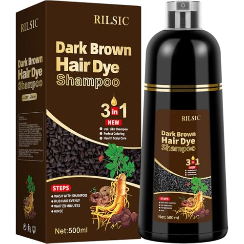 Champú para teñir el cabello, 500 ml Champú para colorear el cabello 3en1, Champú para colorear el cabello de acción inmediata contra las canas, Champú anti-canas para coloración del cabello, Champú
