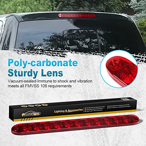 Image of Partsam 15 inch Red Hi Mount Center ID Bar 11 LED Stop Turn Tail Light Trailer Truck 4 Wires