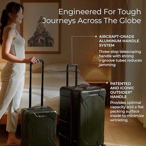 Image of Briggs & Riley 28 inch Medium Trunk Spinner - Checked Luggage for Travel, Suitcases with Wheels, Hardside Rolling Bag for Men & Women, Self-Repairing Zipper - Torq Collection, Stealth Black