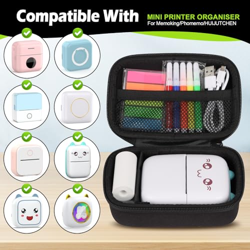 Image of Carrying Case Mini Printer, Compatible with Label Printer Shockproof Storage Bag for Thermal Printer Portable Organizer Bag for Paper /USB Cable Accessories (Box Only), Black