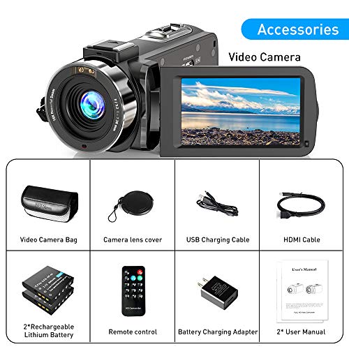 Alsuoda Video Camera Fhd 108000P 3000Fps 3600Mp Ir Night Vision Youtube Recorder 3000.0'' 2700 Degree Rotation Ips Screen 1600X Digital Zoom Camcorder With Remote And 200 Batteriesss-10Pcs-Qq51313022 #TOP6
