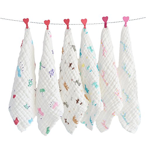 ECHERY 6 PCs doux bébé coton mouchoir chiffons réutilisables lingettes serviettes de bain douche serviette de soins Cover