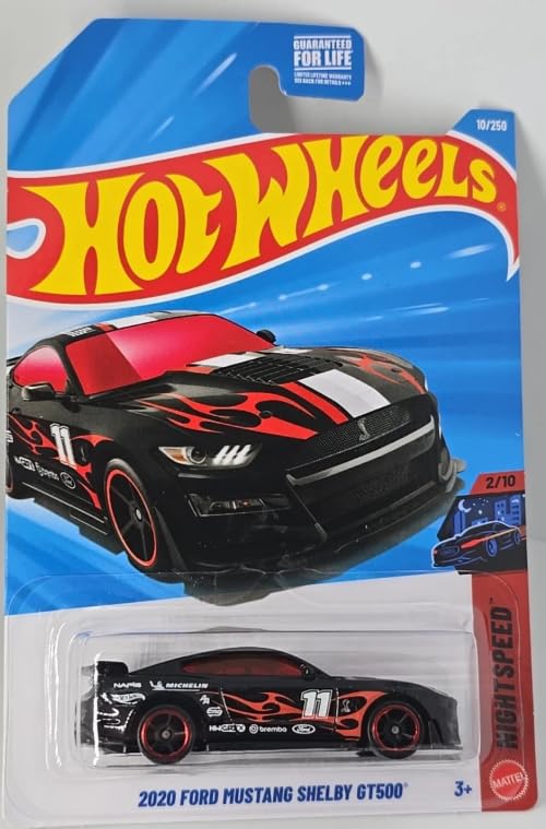 Hot Wheels 2020 Ford Mustang Shelby GT500 [Black] Night Speed 2/10, 10/250-1:64 Scale Diecast Toy Vehicle