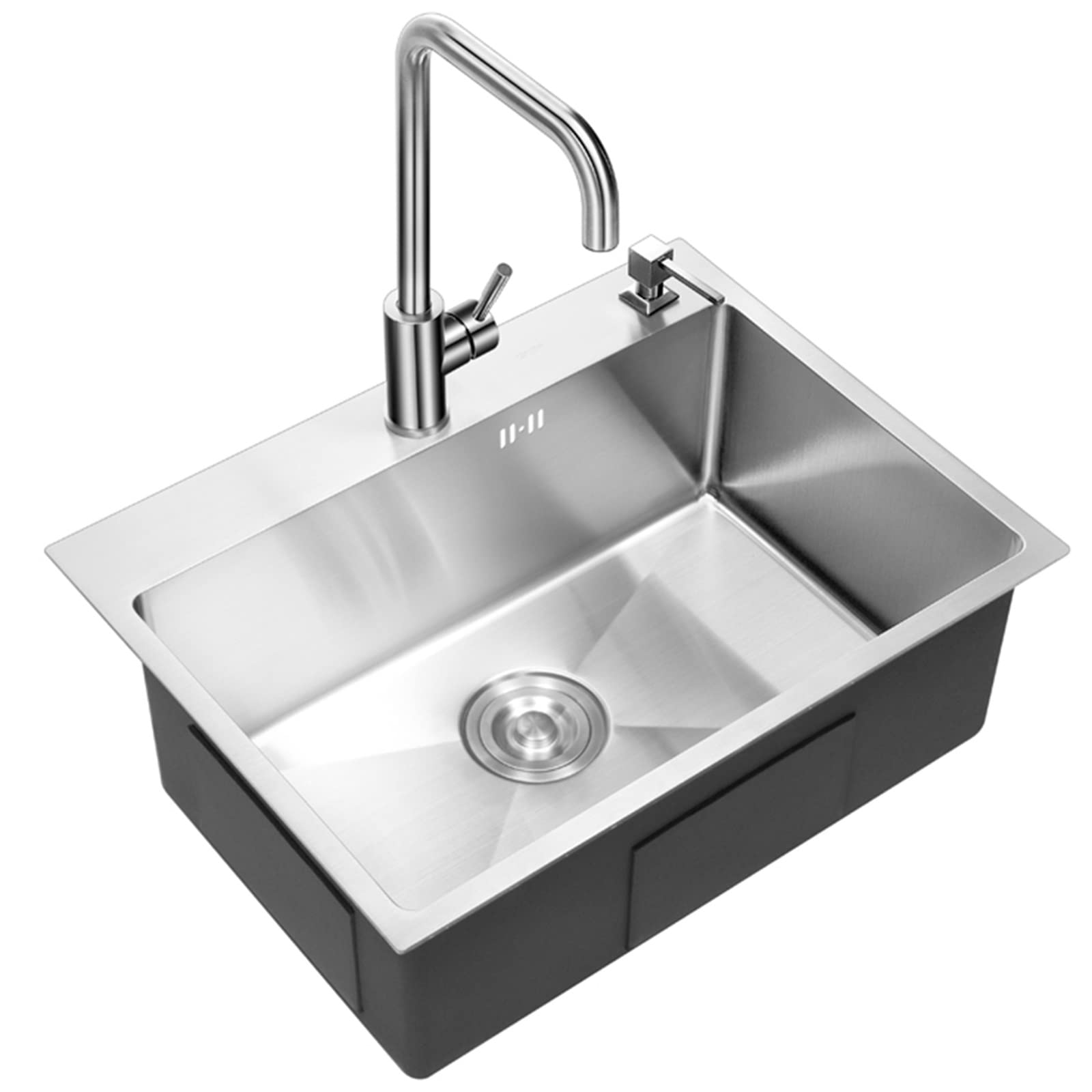 Fregadero De Cocina, Cocina De Acero Inoxidable 304 Estación De Trabajo De Un Solo Lavabo Incorporado O Montaje En Encimera Vegetal Casero Grande (Color: Plata, Tamaño: 40 * 45 Cm A)