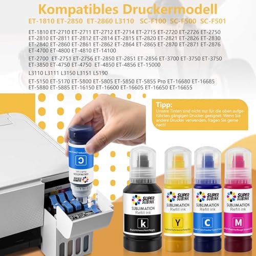 Sublimationstinte für epson et 2870 1810 2810 1800 2710 2726 2811 f100 Drucker