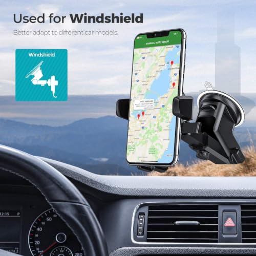 Image of VANMASS CLITZ Premium Easy One Touch Dashboard & Windshield Universal Car Mount Phone Holder Desk Stand with Suction Cup Base and Telescopic Arm for iPhone, Samsung, Google, More Smartphones
