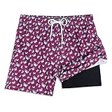 MILANKERR chubbies Mens Swim Trunks Gradient Color Beach Shorts with Inner Compression Shorts Lining Swimsuit