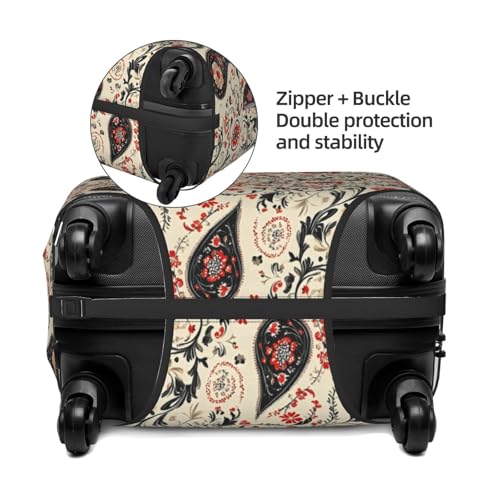 Black Red Paisley Pattern Print Travel Luggage Covers, Washable Suitcase Covers Protector for Luggage 18-32 Inch High Elasticity3