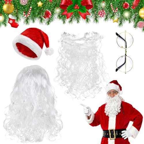 4 Stück Weihnachtsmann Kostümzubehör, Weihnachtsmann Perücke und...