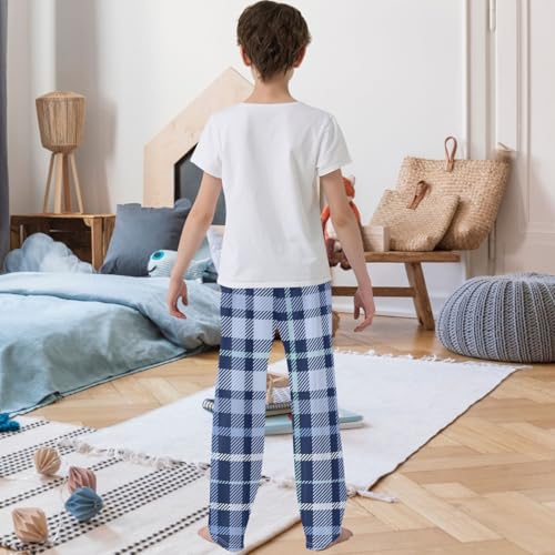 Boy's Pants Tartan Plaid Checkered Jogger Pants Elastic Waist Long Bottoms Trousers with Pockets 6-14 Years3
