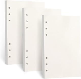 Toplive A6 Blank Paper 6 Ring Refill, 100GSM, 3Pack 135 Sheets/ 270page | 100gsm Thick Paper, No Bleed Through, for Planner & Journal, Fits 6 Ring A6 Binder, Smooth Writing