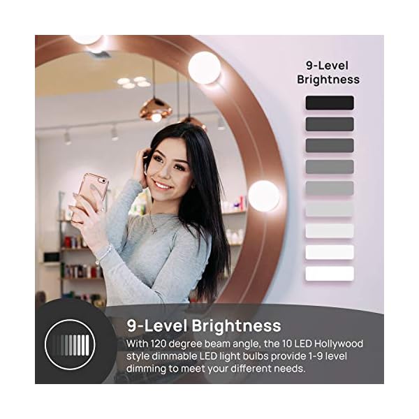 LED-Kosmetik-Lichter für Spiegel, Consciot Hollywood-Stil, mit 10 dimmbaren Glühbirnen, einstellbare Farbe und… – Bild 4